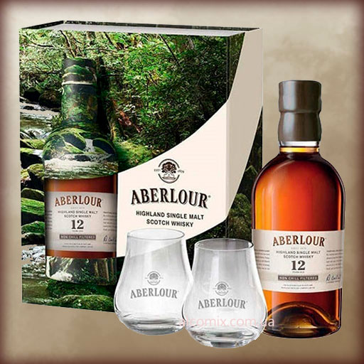 Aberlour 12 YO + 2 Glasses 0.7L (Виски Аберлау 12* + 2 Стакана 0.7л)