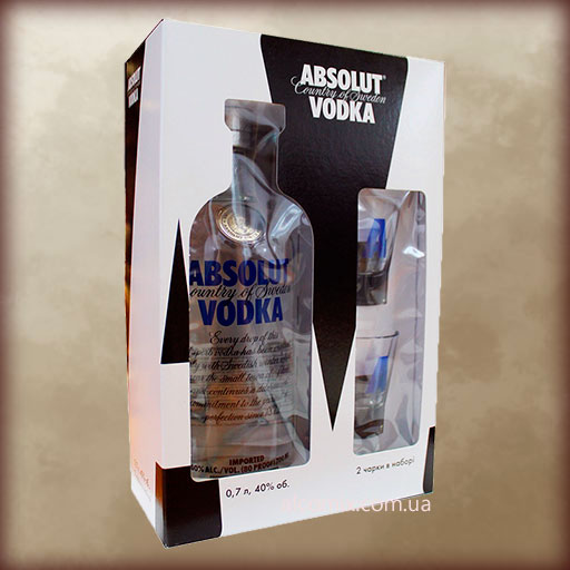 Absolut + 2 Glasses 0,7L (Абсолют с бокалами 0,7л)