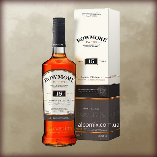 Bowmore 15 YO Golden Elegant 1L (Боумор 15 лет Голден Элегант 1л)