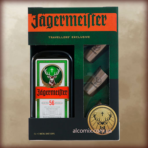 Jagermeister 1L + 3 metal chot (Егермейстер 1л + 3 метал. шота)