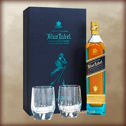 Johnnie Walker Blue Label Limited Edition Gift Set With 0,7L (Виски Джонни Уокер Блю Лэйбл + 2 Стакана 0.7л)